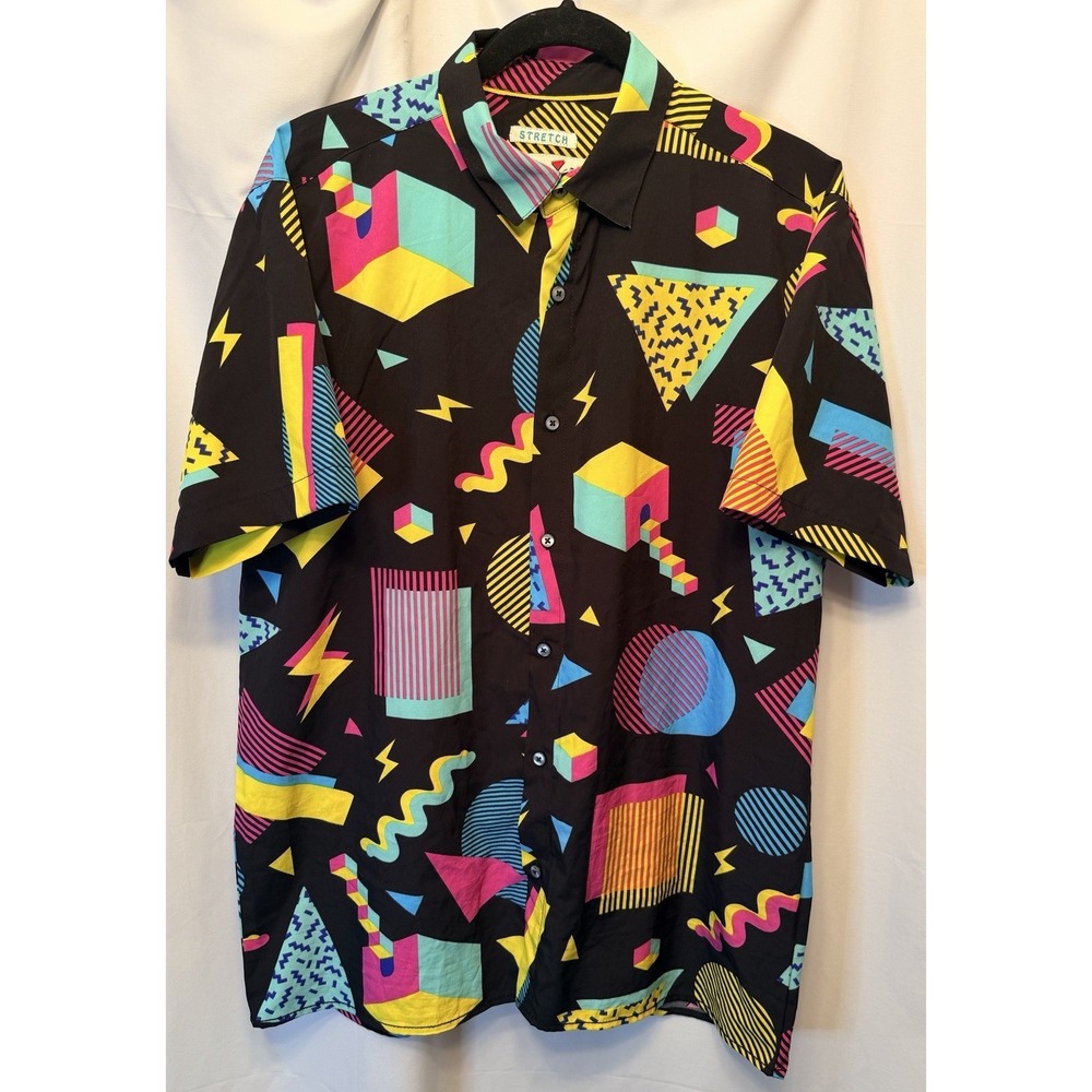 Oh Snap Drill Clothing Men's Large Retro 90s Bold Button Up Short Sleeve Shirt
